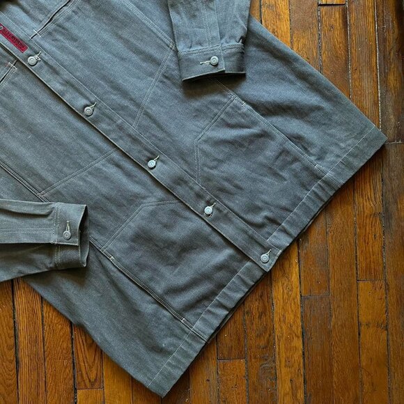 Rare Vintage 90s DMX Ruff Ryders Dirty Denim Denim Jean Jacket Men XL Grey Silve - Picture 3 of 8